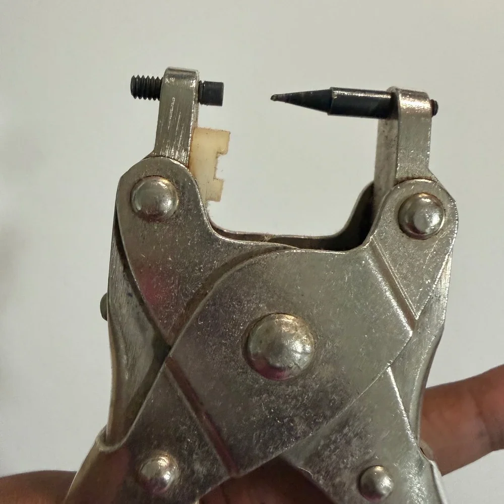 Vintage Silver Tone Leather Hole Punch Plier Tool Heavy Duty Crafting Hand Tool
